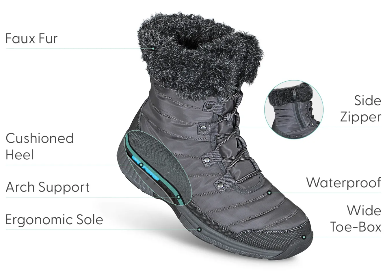 OrthoFeet Boots<Alps Waterproof - Black