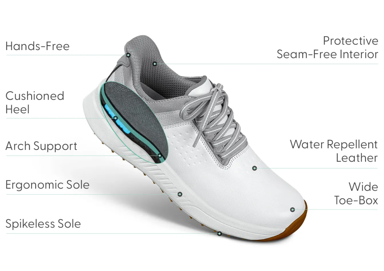 OrthoFeet Sneakers|Athletic Sneakers<Approach Shot Hands-Free Golf - White/Silver