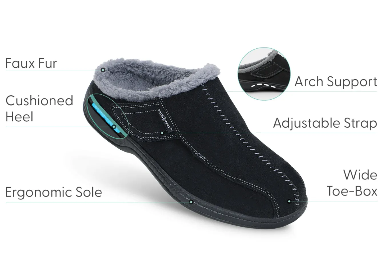 OrthoFeet Slippers<Asheville - Black