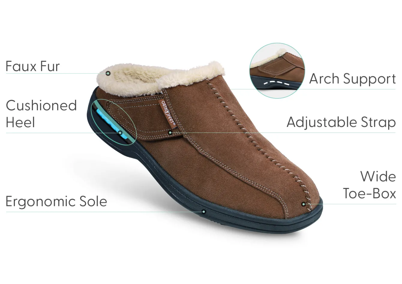 OrthoFeet Slippers<Asheville - Brown