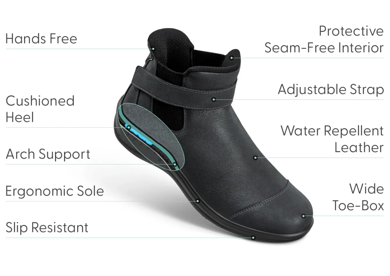 OrthoFeet Boots|Hands-Free Shoes<Blaire Hands-Free - Black