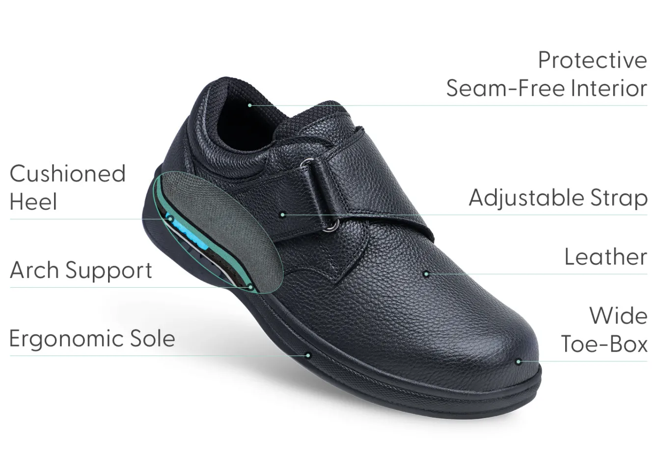 OrthoFeet Casual Shoes|Dress Shoes<Broadway - Black