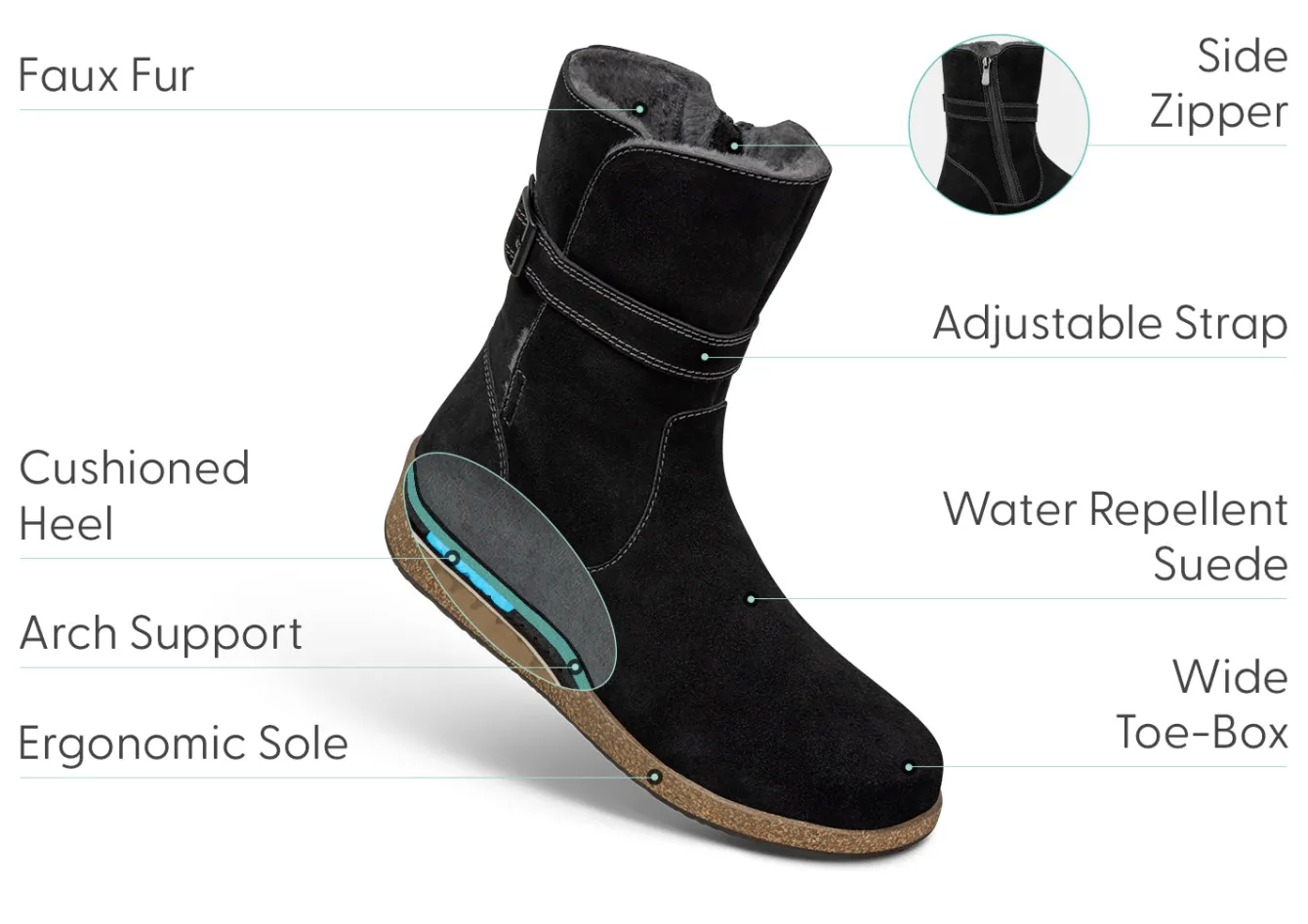 OrthoFeet Boots<Claire - Black
