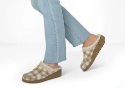 OrthoFeet Slippers|Clogs & Mules<Clara - Oatmeal Plaid