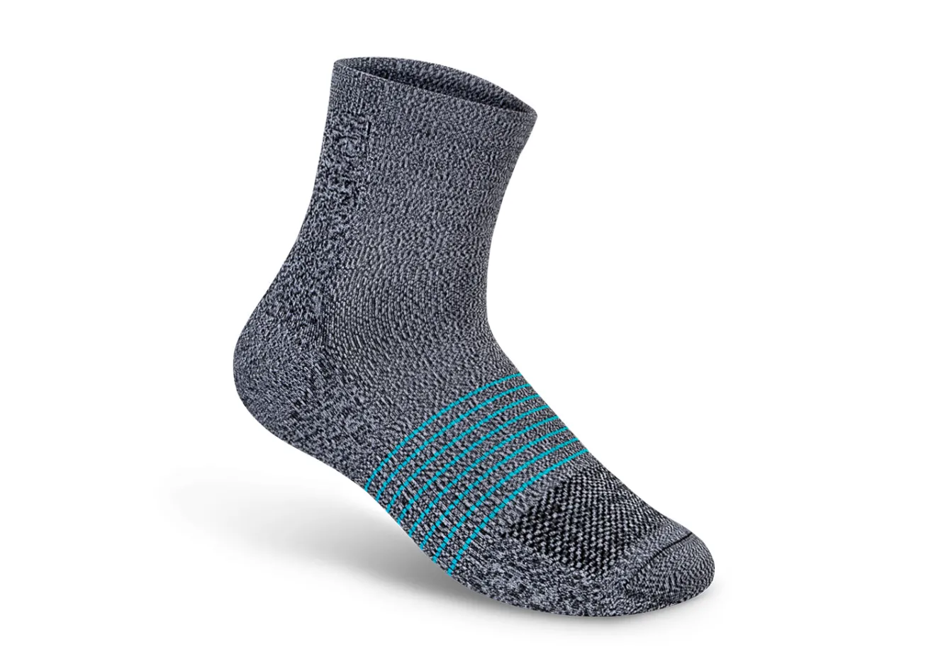 OrthoFeet Compression Socks<Compression Ankle Socks 15-20 mmHg - Gray/Teal Stripe