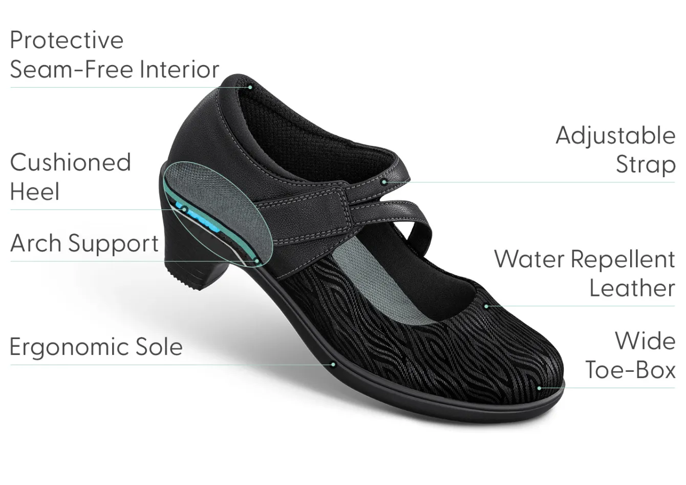 OrthoFeet Casual Shoes|Dress Shoes<Ella - Black