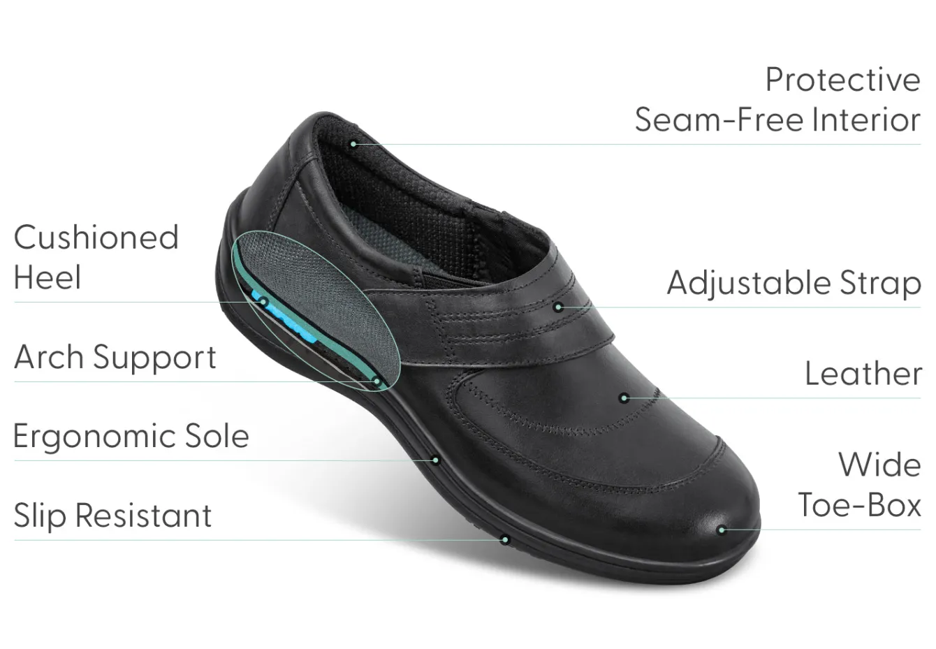 OrthoFeet Casual Shoes|Dress Shoes<Emily - Black