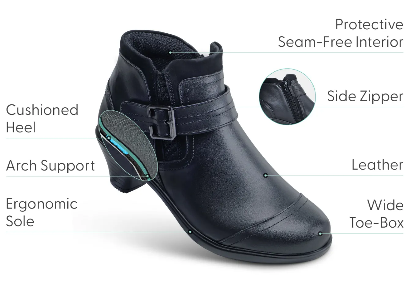 OrthoFeet Boots|Casual Shoes<Emma - Black