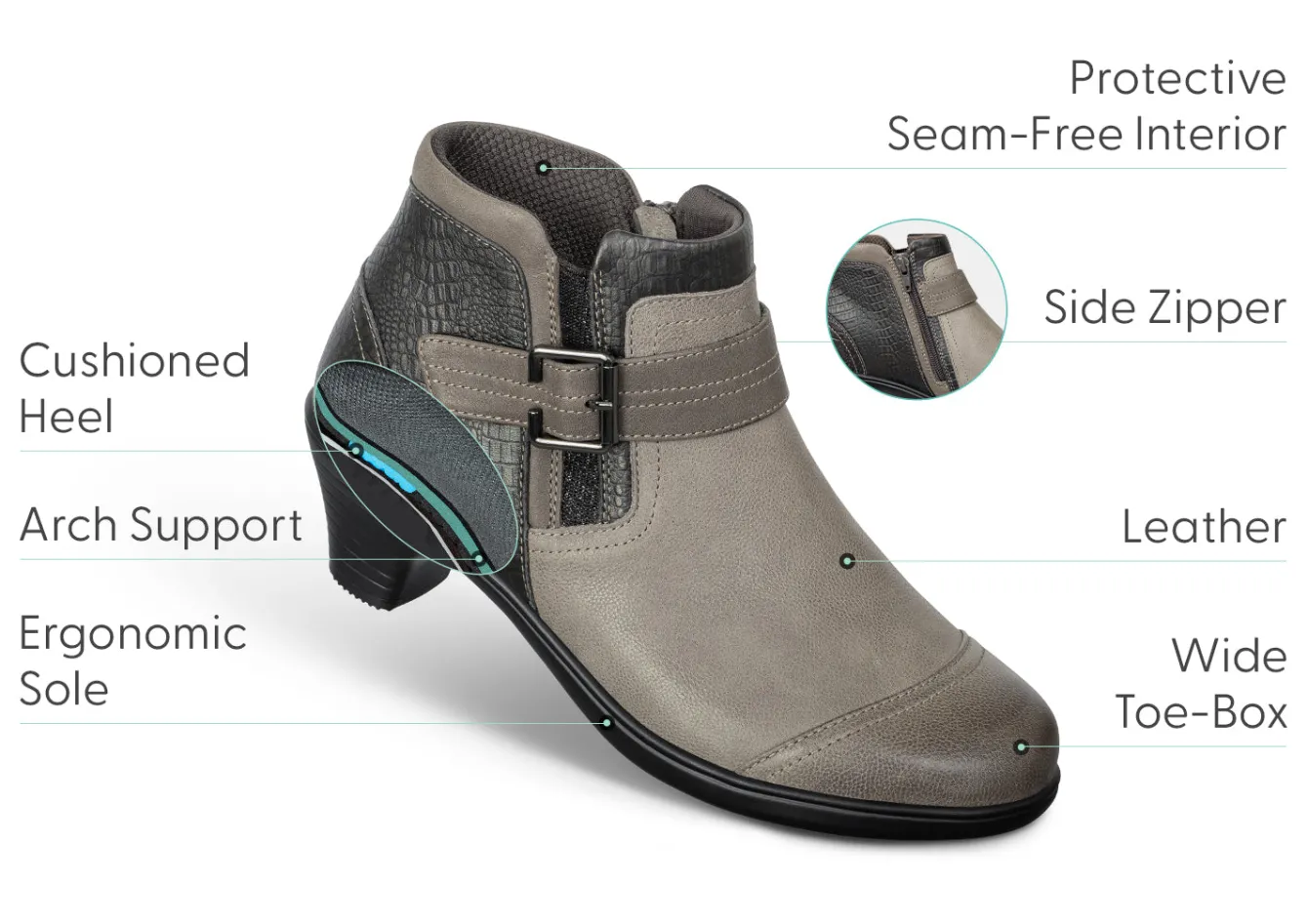 OrthoFeet Boots|Casual Shoes<Emma - Taupe