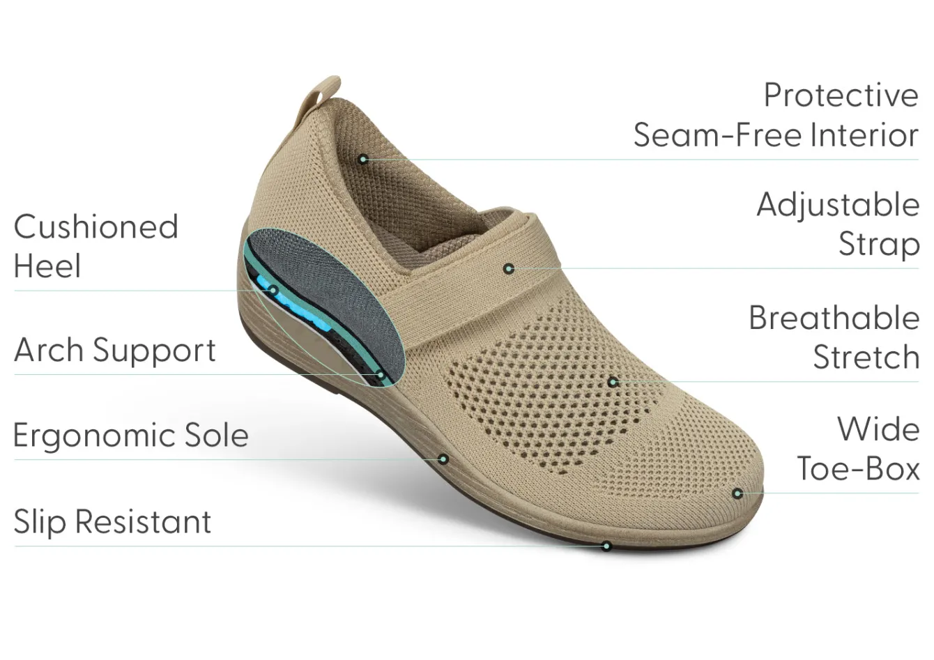 OrthoFeet Casual Shoes|Dress Shoes<Eve - Beige