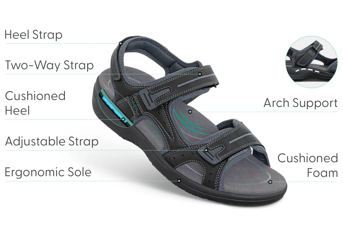 OrthoFeet Sandals<Gemini - Black
