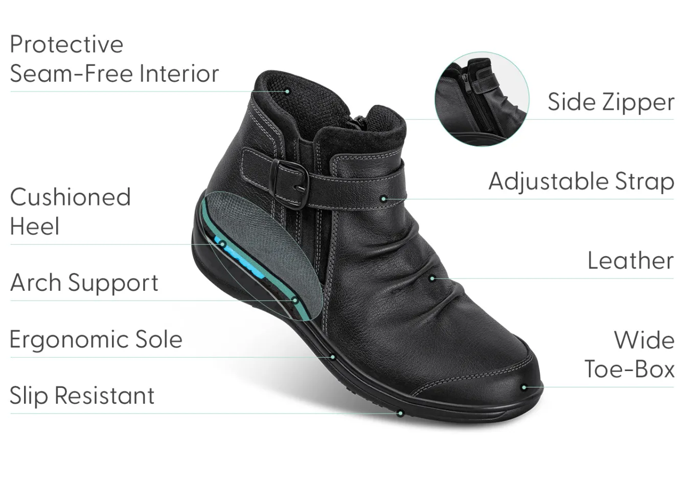 OrthoFeet Boots<Heidi - Black