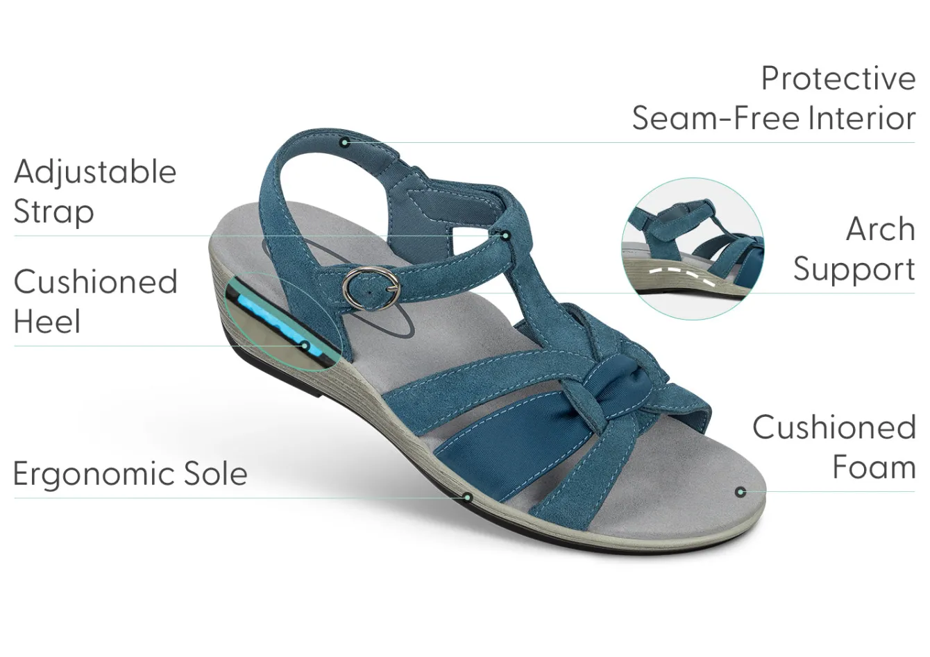 OrthoFeet Sandals|Casual Shoes<Hope - Blue