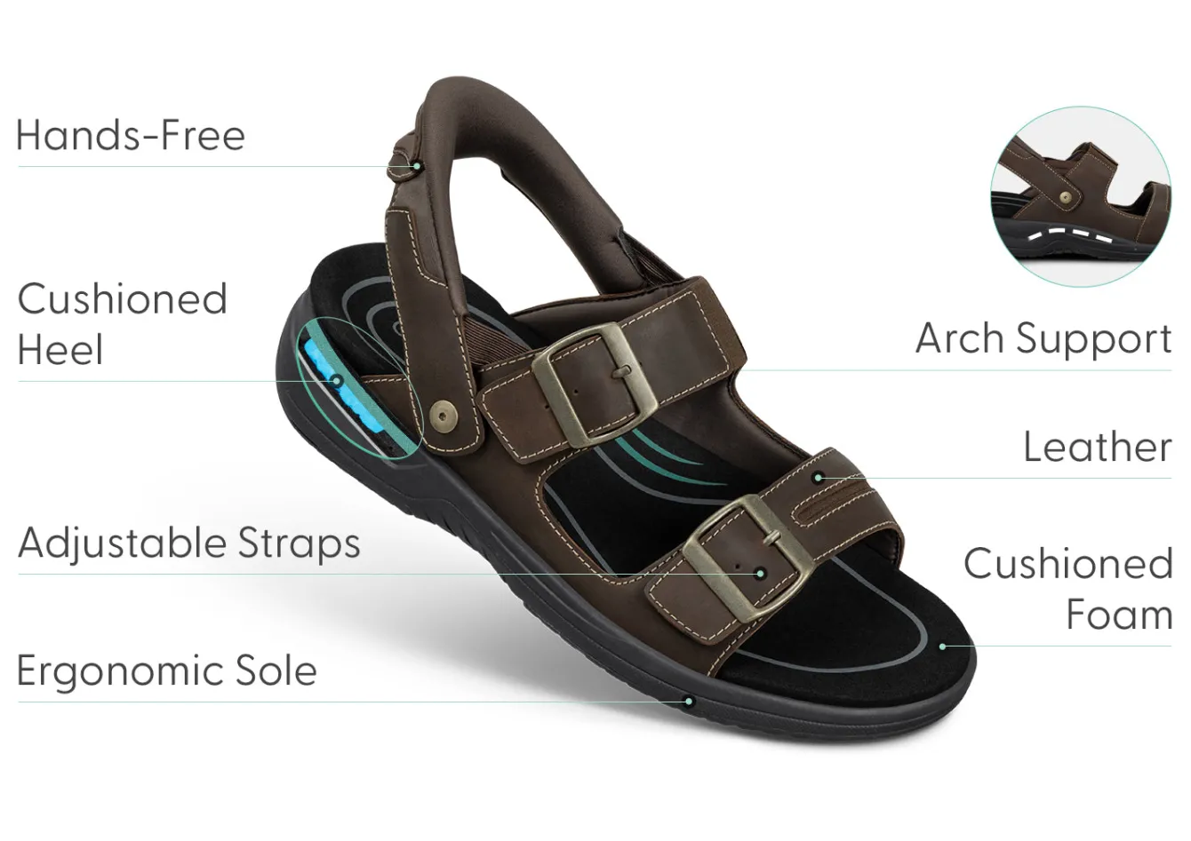 OrthoFeet Sandals|Hands-Free Shoes<Jupiter Hands-Free - Brown