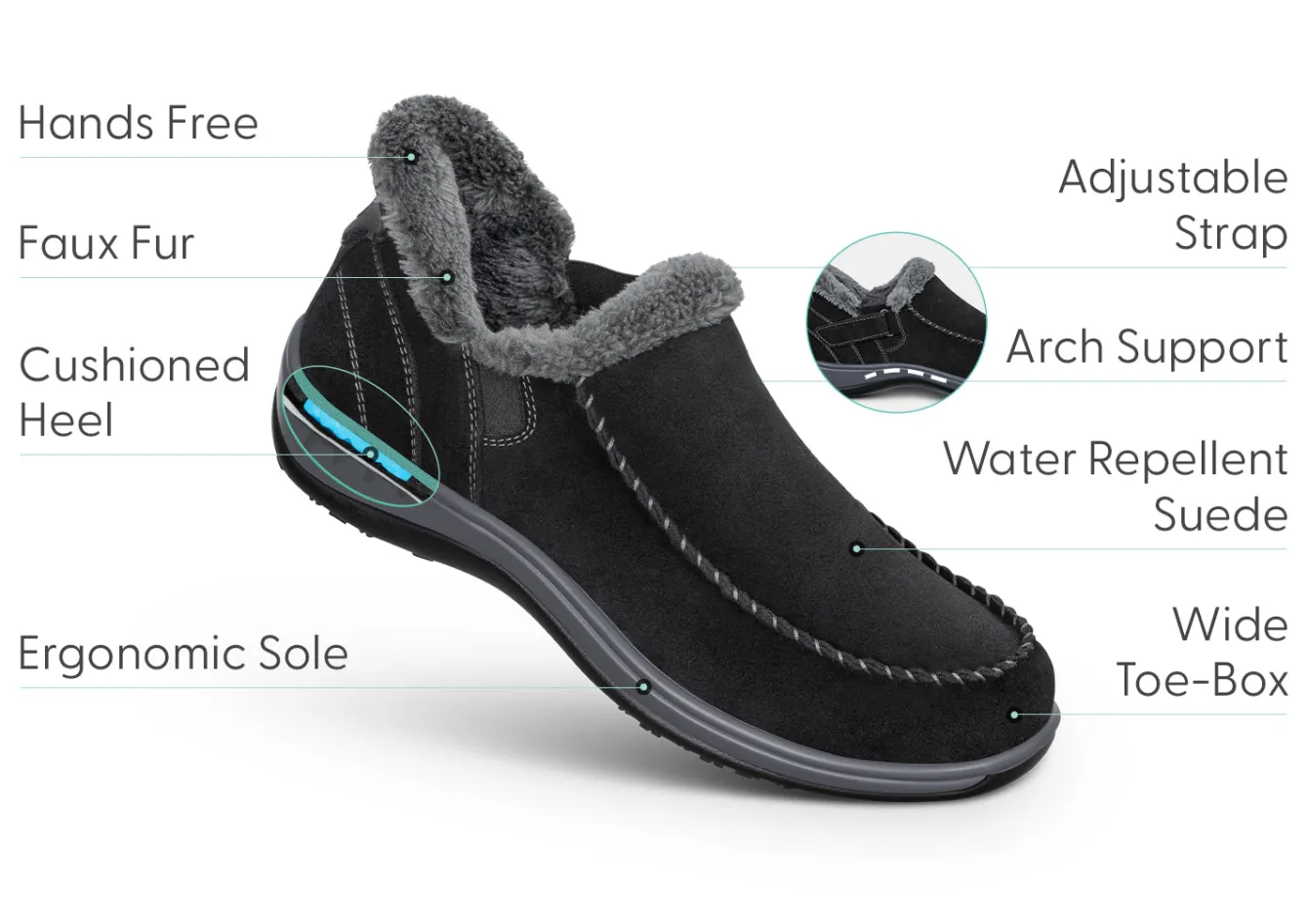 OrthoFeet Slippers|Casual Shoes<Lorin Hands-Free - Black