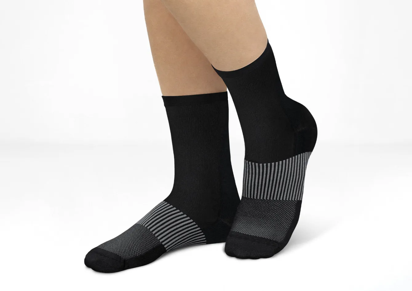 OrthoFeet Compression Socks<Mid-Calf Compression Socks - 18-25 mmHg - Black