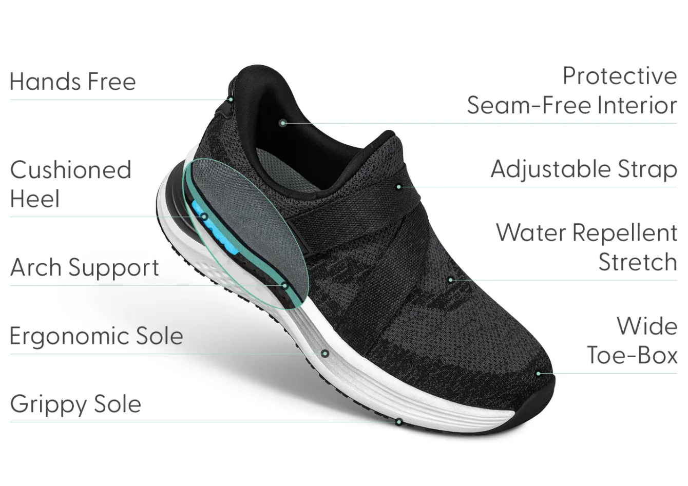 OrthoFeet Sneakers|Casual Shoes<Naya Hands-Free - Black