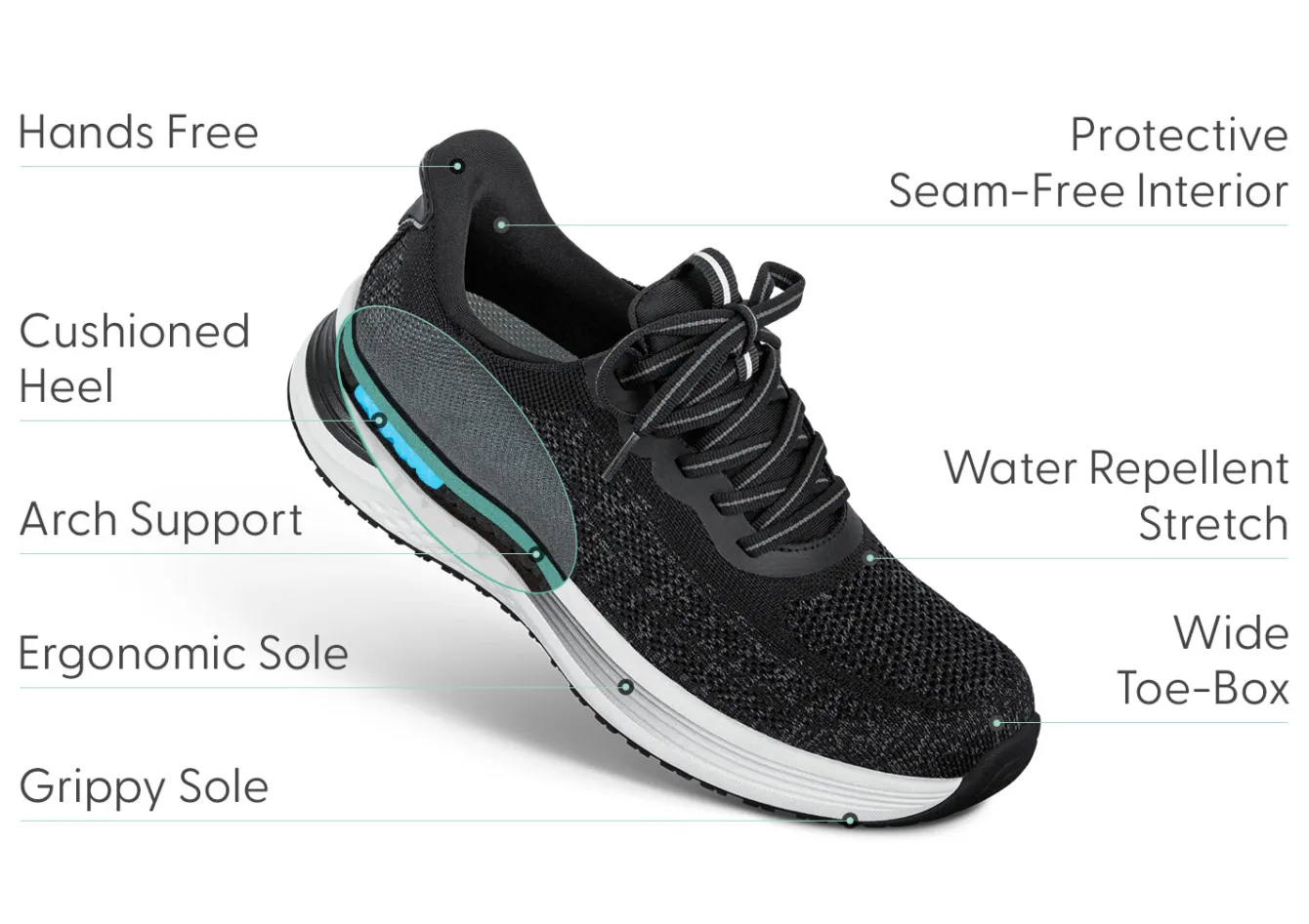 OrthoFeet Sneakers|Athletic Sneakers<Nira Hands-Free - Black