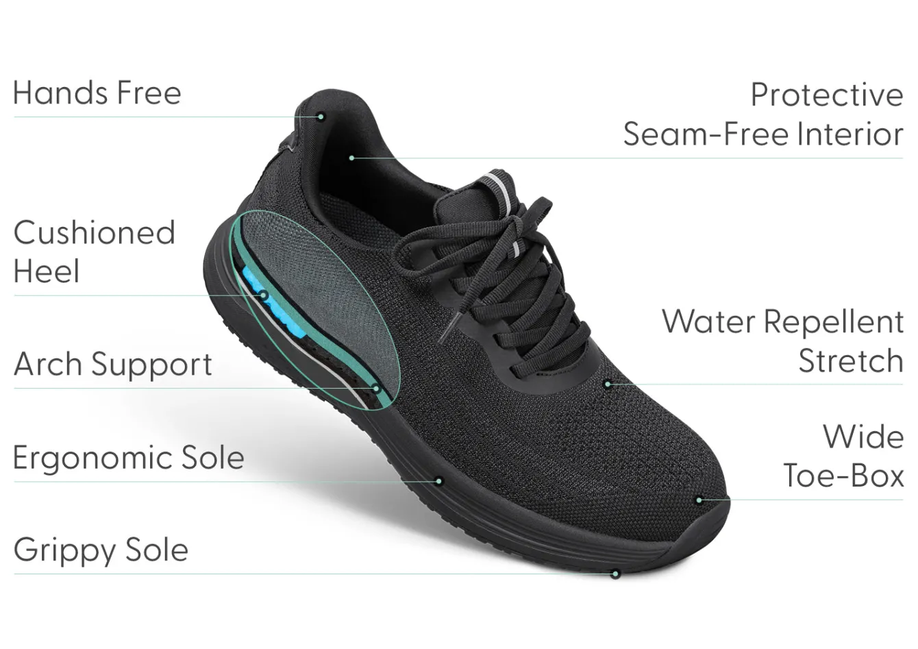 OrthoFeet Sneakers|Athletic Sneakers<Nira Hands-Free - Black/Black