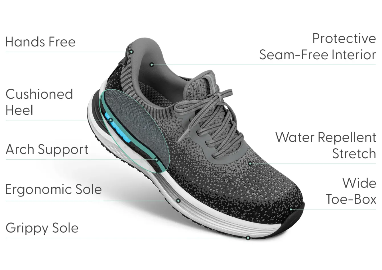 OrthoFeet Sneakers|Athletic Sneakers<Nira Hands-Free - Black/Gray
