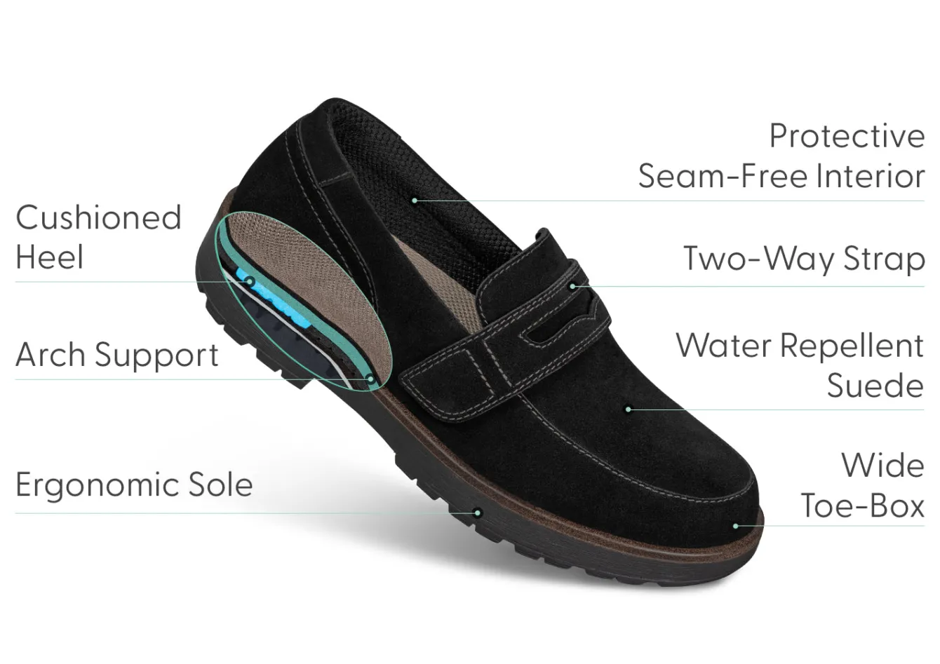 OrthoFeet Casual Shoes<Shelly - Black