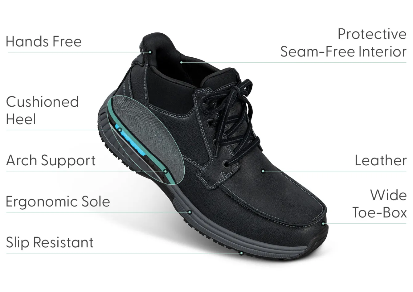 OrthoFeet Boots|Hands-Free Shoes<Verno Hands-Free - Black