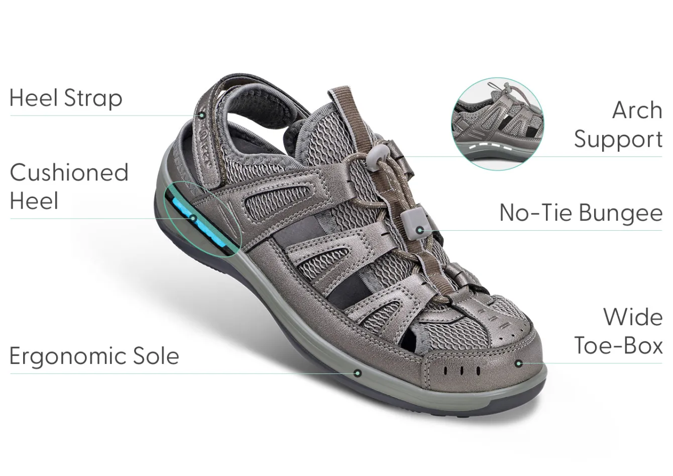 OrthoFeet Sandals<Verona - Pewter