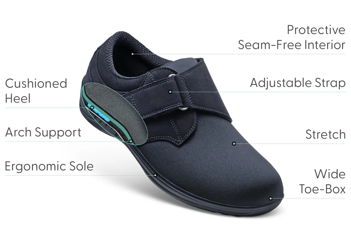 OrthoFeet Casual Shoes<Wichita - Black