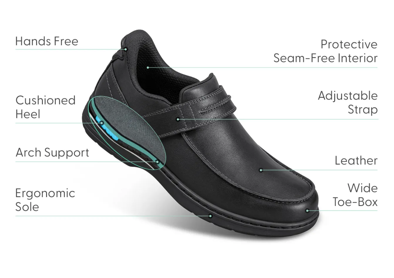 OrthoFeet Casual Shoes|Hands-Free Shoes<Xavier Hands-Free - Black