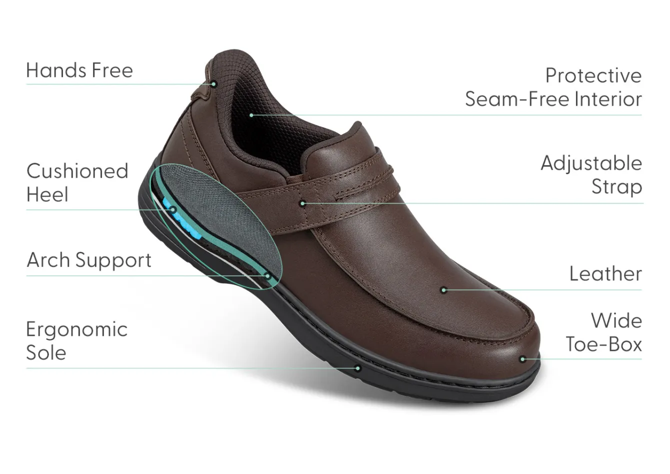 OrthoFeet Casual Shoes|Hands-Free Shoes<Xavier Hands-Free - Brown